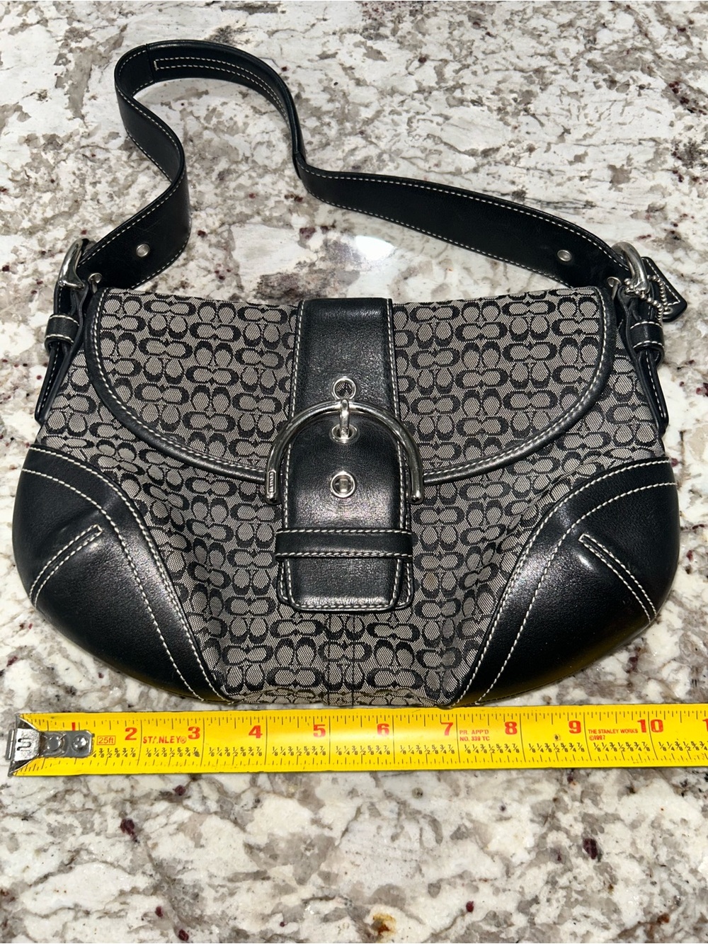 VTG Coach Soho Signature Black & Grey Canvas Leather Shoulder Bag # 6818 - Picture 5 of 12